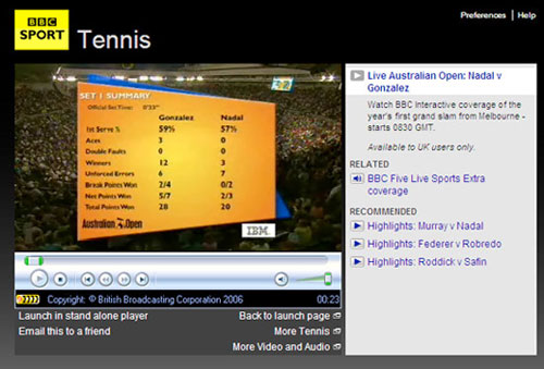 New BBC Sport video/audio player